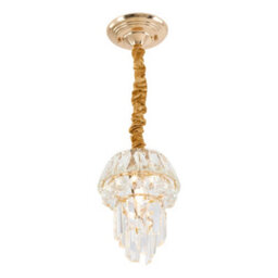 Living And Home Modern Round Crystal Chandelier With Gold Wrought Ironwork - thumbnail 3