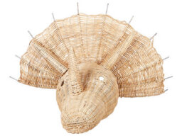 Beliani Wall Decor Dinosaur Bioko Rattan 44 Cm Natural