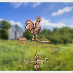 Good Directions Bantam Rooster Farmhouse Copper Weathervane - Steel - L47 X W47 X H86.6 Cm - thumbnail 3