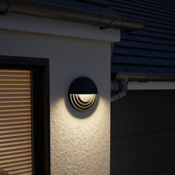 GoodHome Ondava Fixed Matt Black Mains-Powered Integrated Led Outdoor Wall Light 400Lm (Dia)24Cm - thumbnail 1