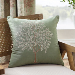 Catherine Lansfield Woodland Trees Embroidered 45X45Cm Cushion Green - thumbnail 1