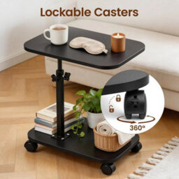 Black-360 Rotating New Upgrade Sofa Side End Table Adjustable Coffee Laptop Table Any Room - thumbnail 4