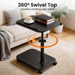 Black-360 Rotating New Upgrade Sofa Side End Table Adjustable Coffee Laptop Table Any Room - thumbnail 3