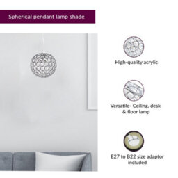 Innoteck Compact Acrylic Spherical Pendant Lampshade - Chrome - thumbnail 3