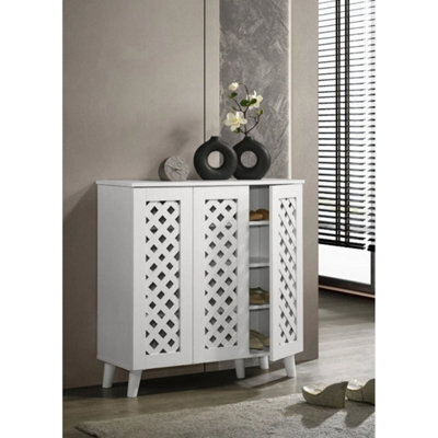 3 Door Shoe Cabinet In White Home Storage With 3 Door - image 1