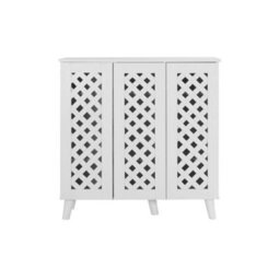 3 Door Shoe Cabinet In White Home Storage With 3 Door - thumbnail 4