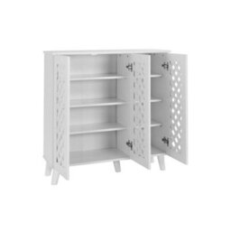 3 Door Shoe Cabinet In White Home Storage With 3 Door - thumbnail 3