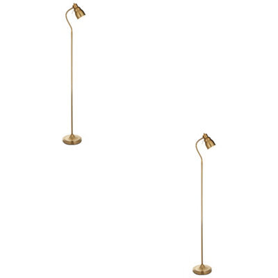 Loops Stylish Adjustable Tall Floor Lamps - 2 Pack With Brass Shade For Home Decor - image 1