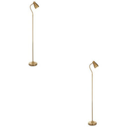 Loops Stylish Adjustable Tall Floor Lamps - 2 Pack With Brass Shade For Home Decor - thumbnail 1