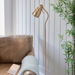 Loops Stylish Adjustable Tall Floor Lamps - 2 Pack With Brass Shade For Home Decor - thumbnail 3