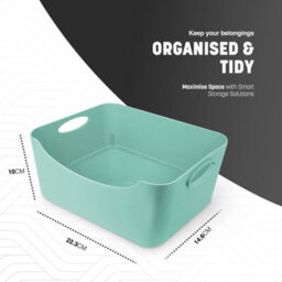 Keplin 5 Pack Teal Plastic Studio Storage Basket, Portable Container Boxes With Handles For Storage Organisation In Home & Office - thumbnail 5
