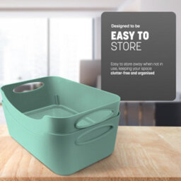 Keplin 5 Pack Teal Plastic Studio Storage Basket, Portable Container Boxes With Handles For Storage Organisation In Home & Office - thumbnail 6