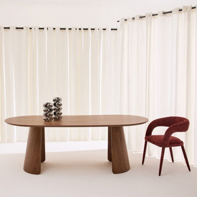 Sweeek - Oblong Dining Table For 8 People Wood Decor Walnut 220X100X76 Cm - Mathilde - image 1