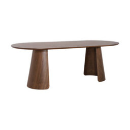Sweeek - Oblong Dining Table For 8 People Wood Decor Walnut 220X100X76 Cm - Mathilde - thumbnail 2