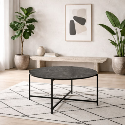 Wyld Haus Odense Black Izmir Round Coffee Table Metal Legs - image 1