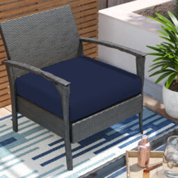 Crescent Waterproof Garden Furniture Seat Pad Cushions 45 X 45 X 10Cm Navy Square Seat Pad For Indoor & Outdoor Rattan Chair