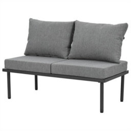 Abrihome Garden Lounge Set With Galvanized Iron Frame, Set Of 6, Smooth Glass Table Top, Including All Seat And Back Cushions, Grey - thumbnail 6