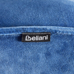 Beliani Velvet Round Tasselled Pouffe Ottoman Blue Footstool - W60 X D60 X H25Cm - thumbnail 5