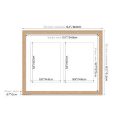 14X11 Inch 2 Opening Photo Collage Frame, Display Two 8X6 Inch Photos, Multi Aperture Family Picture Frame, Oak - thumbnail 4