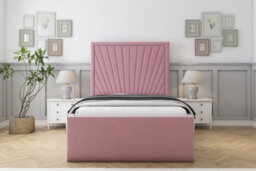 "Sloomy Somerset Pink Plush Bed Frame With Mattress With 50"" Upholstered Headboard 3' Single" - thumbnail 1