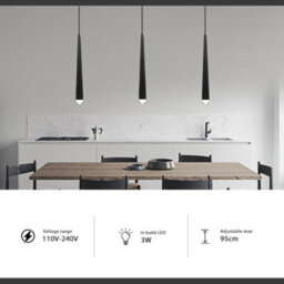 Modern Cone Shape Ceiling Pendant Light Black Aluminium Gu10 Base Cylindrical Droplight Suspension Hanging Lamp - thumbnail 7