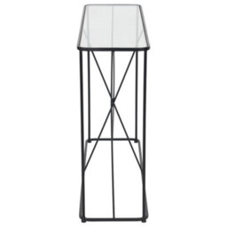 Pacific Lifestyle Clear Glass Narrow Console Table With Black Metal Cross Frame, Slim 32Cm Deep, Roxy - thumbnail 8