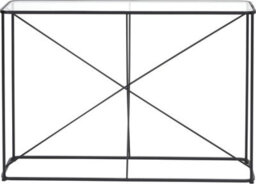 Pacific Lifestyle Clear Glass Narrow Console Table With Black Metal Cross Frame, Slim 32Cm Deep, Roxy - thumbnail 2