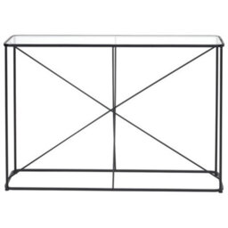 Pacific Lifestyle Clear Glass Narrow Console Table With Black Metal Cross Frame, Slim 32Cm Deep, Roxy - thumbnail 6