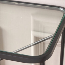 Pacific Lifestyle Clear Glass Narrow Console Table With Black Metal Cross Frame, Slim 32Cm Deep, Roxy - thumbnail 4