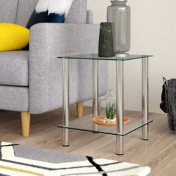 Aspect Furniture Matrix 2-Tier Glass Rack/side Table-Clear - thumbnail 1