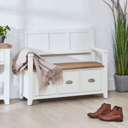 The Furniture Market Cheshire White Painted Monks Hall Bench With 3 Drawers