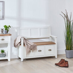 The Furniture Market Cheshire White Painted Monks Hall Bench With 3 Drawers - thumbnail 3