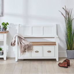 The Furniture Market Cheshire White Painted Monks Hall Bench With 3 Drawers - thumbnail 2