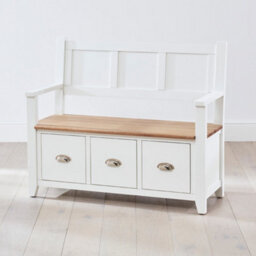 The Furniture Market Cheshire White Painted Monks Hall Bench With 3 Drawers - thumbnail 4