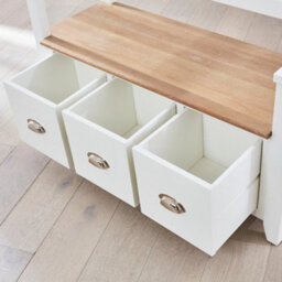 The Furniture Market Cheshire White Painted Monks Hall Bench With 3 Drawers - thumbnail 7