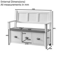 The Furniture Market Cheshire White Painted Monks Hall Bench With 3 Drawers - thumbnail 9