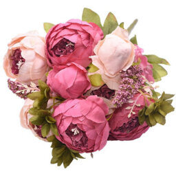 Lifelike Purple & Pink Silk Peony Artificial Flower Bouquet For Home & Wedding Decor - thumbnail 6