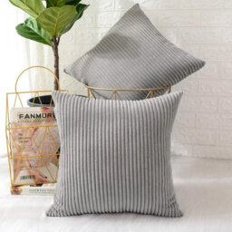 Ameha Silver Velvet Cushion Set, 18X18 Inch, Includes 2 Filled Cushions & 2 Covers, Soft, Breathable & Hypoallergenic - thumbnail 3