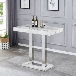 Furniture In Fashion Caprice Magnesia Marble Effect Bar Table 4 Ripple Grey Stools - thumbnail 2
