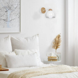 Milagro Dama Hand Made Scandi Style Wall Lamp In White With Natural Wooden Fittings