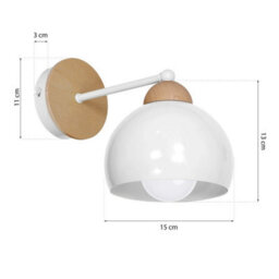 Milagro Dama Hand Made Scandi Style Wall Lamp In White With Natural Wooden Fittings - thumbnail 7