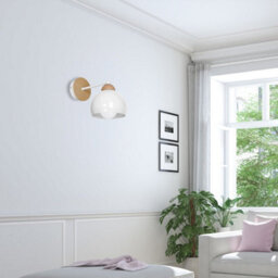 Milagro Dama Hand Made Scandi Style Wall Lamp In White With Natural Wooden Fittings - thumbnail 5