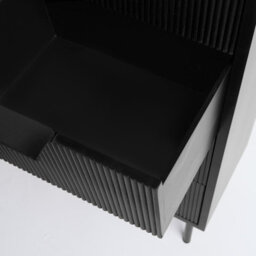 OHS Ribbed Bedside Table Modern Bedroom 4 Draw Office Nightstand, Black - thumbnail 8