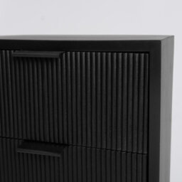 OHS Ribbed Bedside Table Modern Bedroom 4 Draw Office Nightstand, Black - thumbnail 7