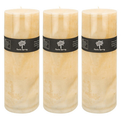 Nicola Spring Round Vanilla Pillar Candles - 215 Hours - Cream - Pack Of 3 - image 1
