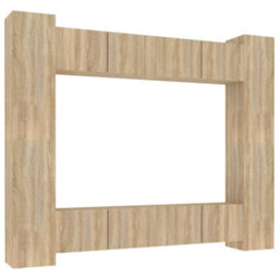 Vidaxl 8 Piece Tv Cabinet Set Sonoma Oak Engineered Wood - thumbnail 2