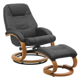 Living And Home Swivel Recliner And Footstool Set Pu Leather Upholstered Reclining Chair Armchair Lounger Chair With Ottoman,black - thumbnail 3