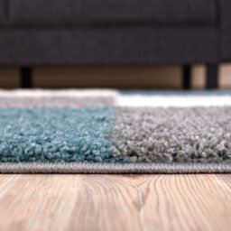 The Rugs Duck Egg Blue Grey And Ivory Soft Checkerboard Design Fluffy Shaggy Rugs And Runners High Pile Living Room Kitchen Hallway 381 - thumbnail 6