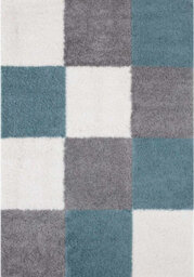 The Rugs Duck Egg Blue Grey And Ivory Soft Checkerboard Design Fluffy Shaggy Rugs And Runners High Pile Living Room Kitchen Hallway 381 - thumbnail 2