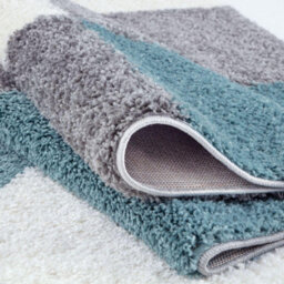 The Rugs Duck Egg Blue Grey And Ivory Soft Checkerboard Design Fluffy Shaggy Rugs And Runners High Pile Living Room Kitchen Hallway 381 - thumbnail 4